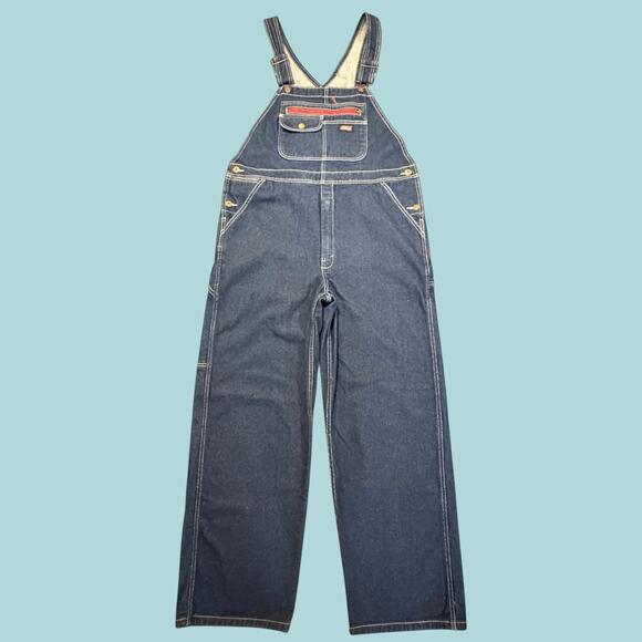 Genuine Dickies Denim Bib Overalls Mens Medium MR Blue Workwear Festival - Picture 3 of 15